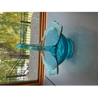 Indiana Glass Tiara Blue Duchess Bridal Basket Fluer De Lis