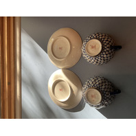 LOMONOSOV IMPERIAL RUSSIAN Tea Cup & Saucer Set of 2