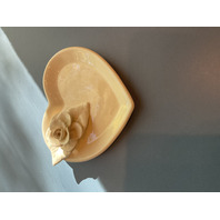 Ceramic Heart Shaped Small Plate with Rose Detail  Set of 2