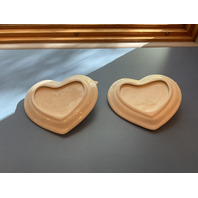 Ceramic Heart Shaped Small Plate with Rose Detail  Set of 2