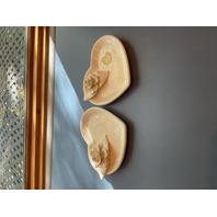 Ceramic Heart Shaped Small Plate with Rose Detail  Set of 2