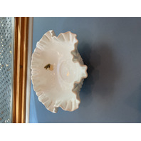 Vintage Fenton ruffled edge milk glass hobnail bowl