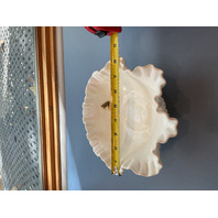 Vintage Fenton ruffled edge milk glass hobnail bowl