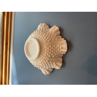 Vintage Fenton ruffled edge milk glass hobnail bowl