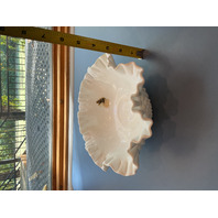 Vintage Fenton ruffled edge milk glass hobnail bowl