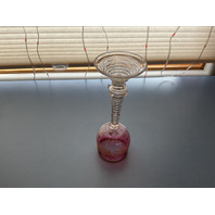 Vintage Cranberry and Gold Glass Wine Goblet