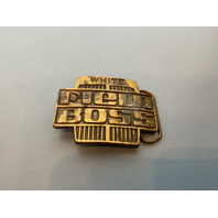 VINTAGE BRASS TONED WHITE FIELD BOSS BELT BUCKLE