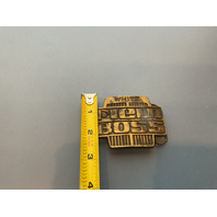 VINTAGE BRASS TONED WHITE FIELD BOSS BELT BUCKLE