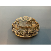 VINTAGE BELT BUCKLE Limited Edition Solid Brass Newton Kansas The Mennonite Heritage