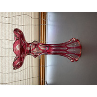 Bohemian Cranberry Art Glass Vase 10.25”H