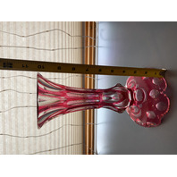 Bohemian Cranberry Art Glass Vase 10.25”H