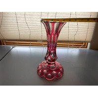 Bohemian Cranberry Art Glass Vase 10.25”H