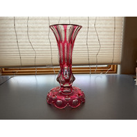 Bohemian Cranberry Art Glass Vase 10.25”H