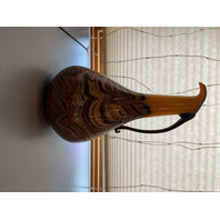 GORGEOUS Signed Art Glass Pitcher Vase 13”H