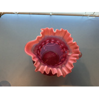 BEAUTIFUL Button and Braids Art Glass Pitcher with 2 Glasses Set