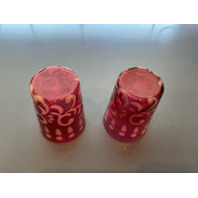 BEAUTIFUL Button and Braids Art Glass Pitcher with 2 Glasses Set