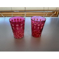 BEAUTIFUL Button and Braids Art Glass Pitcher with 2 Glasses Set