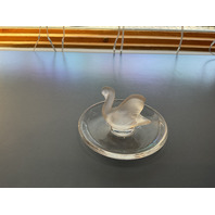 Lalique Frosted Crystal Swan Trinket Dish 4&rdquo;W