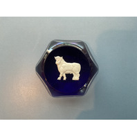 Baccarat Crystal France Taurus the Bull Sulphide Faceted Zodiac Paperweight 2.5&rdquo;W