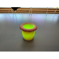 Vintage UV Reactive Burmese Art Glass Toothpick Holder 2.75&rdquo;H x 2.5&rdquo;W