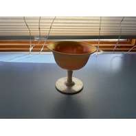 Steuben Calcite and Gold Aurene Iridescent Footed Sherbet Cup and Saucer