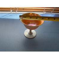 Steuben Calcite and Gold Aurene Iridescent Footed Sherbet Cup and Saucer