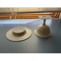 Steuben Calcite and Gold Aurene Iridescent Footed Sherbet Cup and Saucer