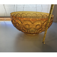 Vintage LE Smith Amber Glass &ldquo;Moon and Stars&rdquo; Patterned Lamp Shade