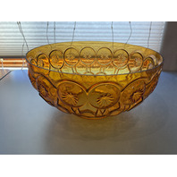 Vintage LE Smith Amber Glass &ldquo;Moon and Stars&rdquo; Patterned Lamp Shade