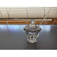 BEAUTIFUL Baccarat Crystal Bretagne Mustard Condiment Jars with Lid and Spoon 4.5"H SET OF 4