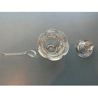 BEAUTIFUL Baccarat Crystal Bretagne Mustard Condiment Jars with Lid and Spoon 4.5"H SET OF 4