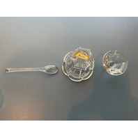 BEAUTIFUL Baccarat Crystal Bretagne Mustard Condiment Jars with Lid and Spoon 4.5"H SET OF 4