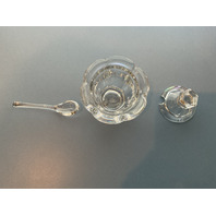 BEAUTIFUL Baccarat Crystal Bretagne Mustard Condiment Jars with Lid and Spoon 4.5"H SET OF 4