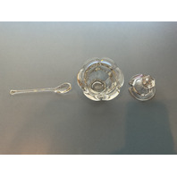 BEAUTIFUL Baccarat Crystal Bretagne Mustard Condiment Jars with Lid and Spoon 4.5"H SET OF 4