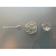 BEAUTIFUL Baccarat Crystal Bretagne Mustard Condiment Jars with Lid and Spoon 4.5"H SET OF 4