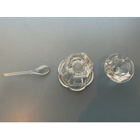 BEAUTIFUL Baccarat Crystal Bretagne Mustard Condiment Jars with Lid and Spoon 4.5"H SET OF 4