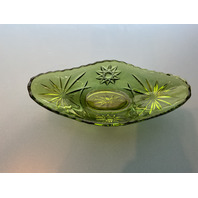 Vintage Anchor Hocking Green Pressed Glass Star of David Candy Dish