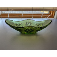 Vintage Anchor Hocking Green Pressed Glass Star of David Candy Dish