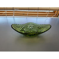 Vintage Anchor Hocking Green Pressed Glass Star of David Candy Dish