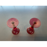 Vintage Ruby Red Etched Grapes Glass Decanter with 2 Glasses