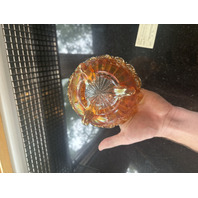 Beautiful Northwood Glass Orange Carnival Glass Decorative Bowl 3.5"H