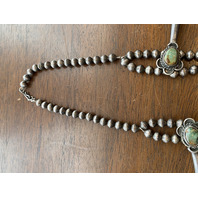 BEAUTIFUL VTG Sterling Silver W/Green Stones Squash Blossom Necklace