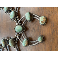 BEAUTIFUL VTG Sterling Silver W/Green Stones Squash Blossom Necklace