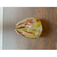 STUNNING Small Pearlessence HANDBLOWN Confetti Art Glass Egg Shaped Bud Vase 3"H