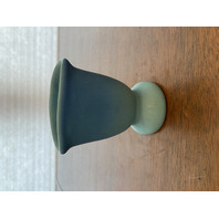 STUNNING VTG VAN BRIGGLE Ming Blue Art Pottery Fan Bud Vase 5"H SIGNED