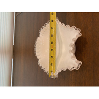 BEAUTIFUL VINTAGE FENTON Milk Glass Silver Crest Ruffled Rim Compote Bowl 8.25"W