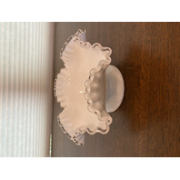 BEAUTIFUL VINTAGE FENTON Milk Glass Silver Crest Ruffled Rim Compote Bowl 8.25"W