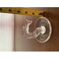 VTG LALIQUE Crystal Frosted Jumping Koi Fish Ring Holder Dish SIGNED 3.5" FRANCE