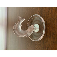 VTG LALIQUE Crystal Frosted Jumping Koi Fish Ring Holder Dish SIGNED 3.5" FRANCE