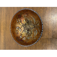 STUNNING VTG Imperial Glass Golden Amber Iridescent LUSTRE ROSE Carnival Bowl 8"